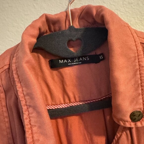 Max Jeans Moto Jacket Women’s XS Rusty Coral Lightweight Asymmetrical Zip-Up - Picture 2 of 6
